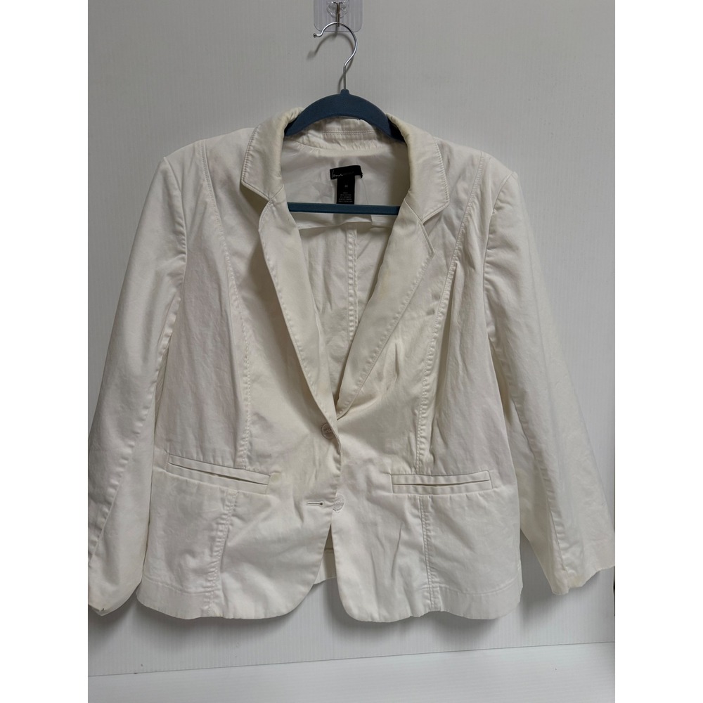 Lane Bryant White Cotton Blend Two Button Blazer Jacket Plus Size 20